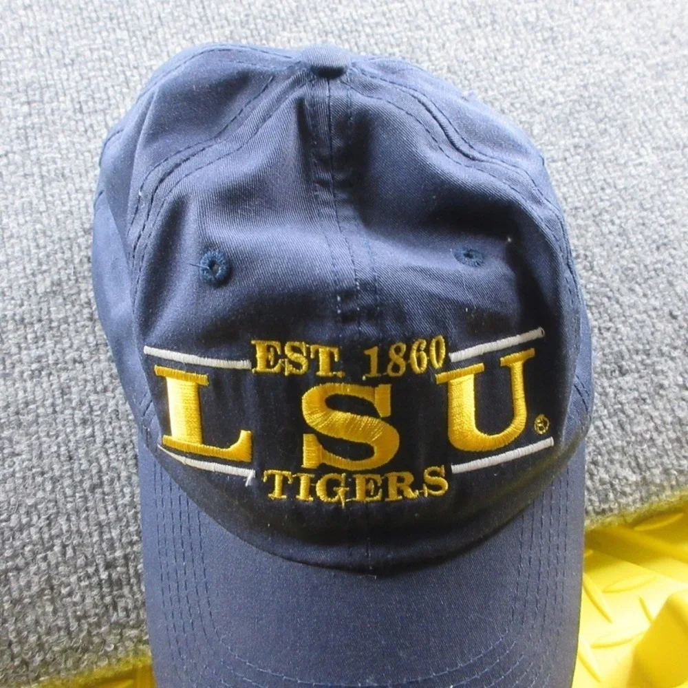 VINTAGE LSU Tigers Hat‎ Cap Snap Back Mens One Size Blue Split Bar The Game 90s